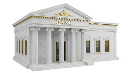 Obraz premium White miniature building model with columns isolated on transparent background