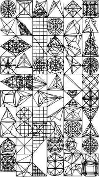 Vertical grid pattern collections. Y2K retro gris shapes. Wireframe geometry grid isolated on background PNG.
