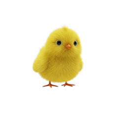 Obraz premium Cute Fluffy Yellow Baby Chick Standing isolated on Transparent Background