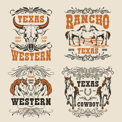 Fototapeta premium Cowboys and horses in texas