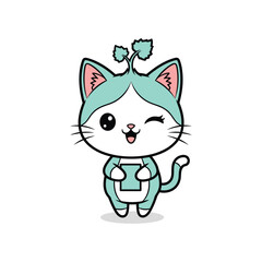 Obraz premium Cute Cat Illustration with Winking Expression