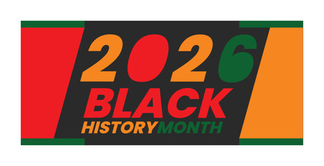 Black History Month 2026 Celebration Banner: Vector Illustration with Pan-African Colors and Bold Typography