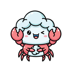 Adorable Crab with Cloud Hat