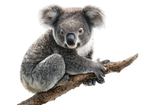 Mystical koala surreal art style painting isolated on transparent background