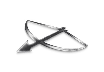 Chrome metal 3D logo effect Mockup of Bow and Arrow.	
