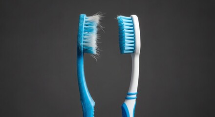 Old  New Toothbrushes Oral Care with Dental Health on Grey Fresh Start.