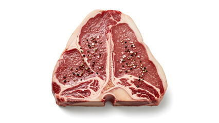 Obraz premium T-bone steak - Raw beef steak with seasoning on a white background 