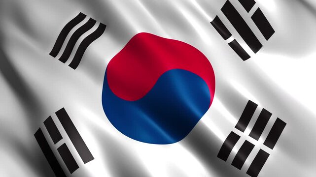 waving south korea national flag animation loop