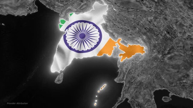 world map with flag of india