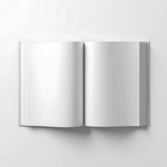 Open Blank Book with White Pages Open on Light Surface