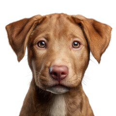 Puppy's Gentle Gaze: A close-up portrait of an adorable puppy captivates with its innocent eyes, showcasing its soft brown fur and heartwarming charm.