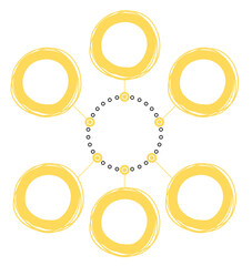 Circle diagram template with six hand drawn circles