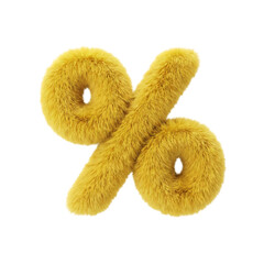 Yellow Fuzzy Percent Sign Symbol Transparent Background PNG