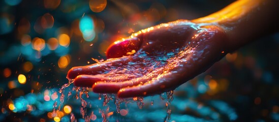 Water Falling Into Open Hand