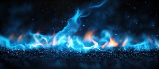 Vivid Blue Flame on Dark Substrate