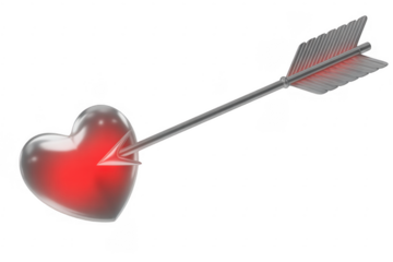 Heart pierced by arrow transparent isolated on a transparent background
