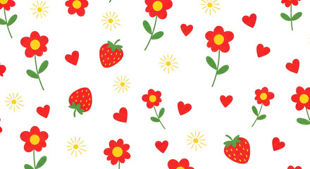 Valentine Strawberry Pattern – Cute Romantic Strawberry Love Background Design