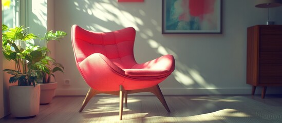 Stylish Red Armchair in a Sunny Room