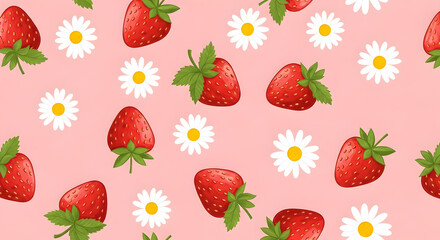 Valentine Strawberry Pattern – Cute Romantic Strawberry Love Background Design