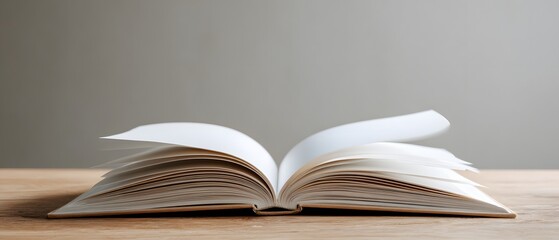 Close-Up of an Open Blank Book with Soft Sunlight Shadows