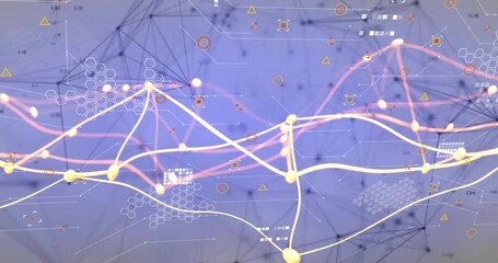 Animation of digital data processing over network of connections - Powered by Adobe