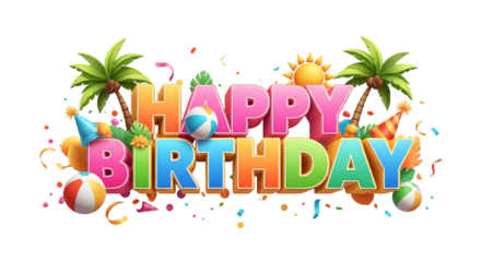 Happy birthday wishes isolated on transparent background