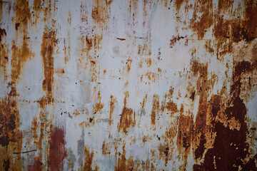 Rust and Peeling Paint Texture on Old Metal Wall Background