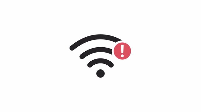 Bad network, problem with wifi. loss of server signal. wifi icon animation. internet error. 4k video