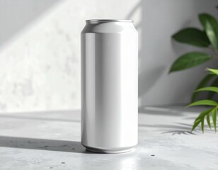 White Beverage Can Packaging Mockup with Soft Natural Light