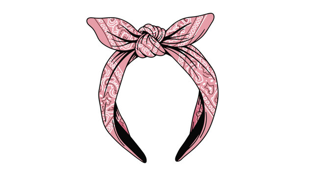Stylish pink headband with a paisley pattern and a central knot designed as a fashionable hair accessory for girls.