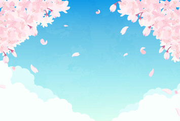 桜と青空のイラスト_横1