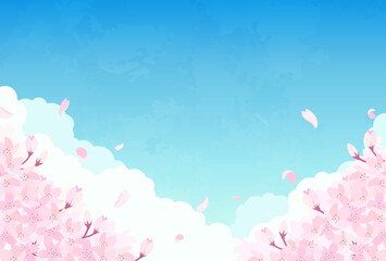 桜と青空のイラスト_横3