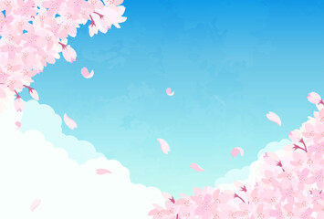 桜と青空のイラスト_横4