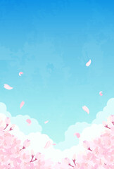 桜と青空のイラスト_縦3