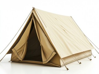The image shows a camouflage tent with its flaps open, revealing the interior and setting it up indoors. It's an army-style tent, providing a compact and portable shelter.