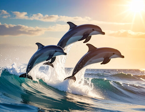 Delfine springen aus dem Wasser