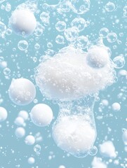 Soft bubbles rising from the bottom of a clear blue water surface. A peaceful and serene scene with no text or human presence.