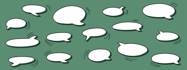 Seamless Hand Drawn Speech Bubble Pattern Vector on Jade Green Background for Social Media, Communication and Comic Design