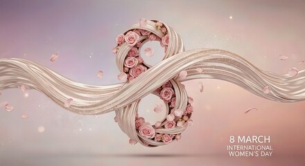 Romantic 8 March International Women&rsquo;s Day 3D Illustration