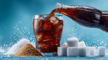 Iced Beverage Pour with Sugar A Sweet Indulgence Concept for Health and Lifestyle Advertising