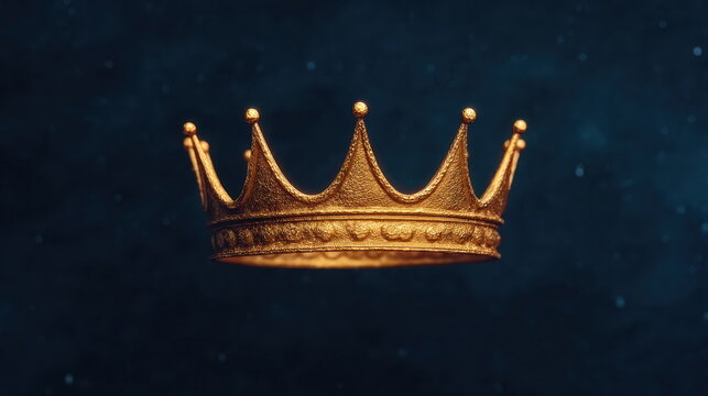 Royal Prestige Visual Ornate Golden Royal Crown with Intricate Textures Floating in Luminous Blue Space Power and Prestige Concept