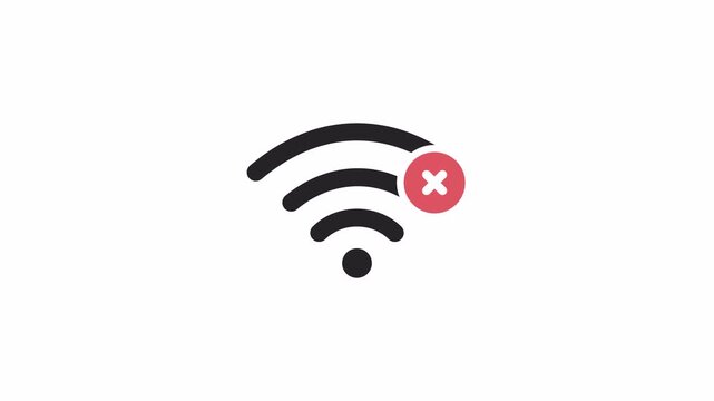 No wi-fi internet error signal network connection icon animation with white background. 4k video