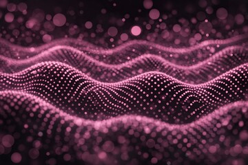 soft pink dotted wave &ndash; abstract gradient particle flow on black background,folklore knitted pattern.bokehl.