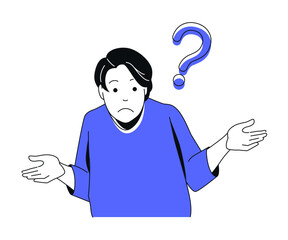 Confused Male - colorful flat design illustration