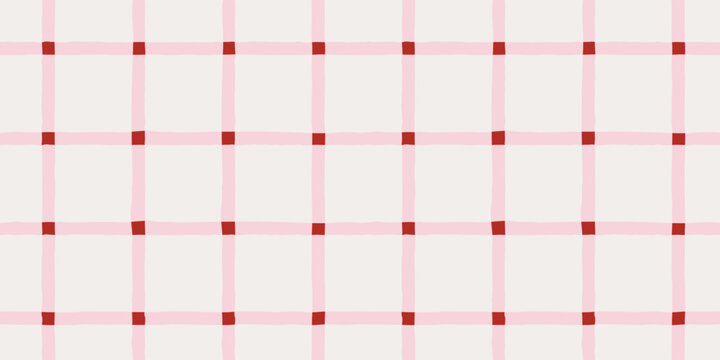 Seamless hand drawn plaid pattern with organic geometric lines and soft pastel texture. Grid background. Modern banner