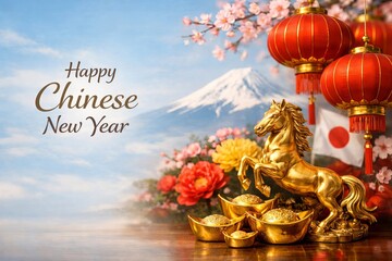 Chinese New Year illustration set in Japan.