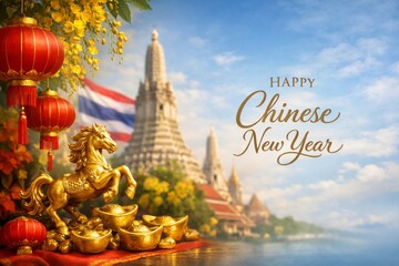Chinese New Year illustration set in Thailand
