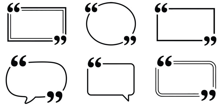 collection of various black outline quote box frames on transparent background, a premium ranked illustration collection showcasing minimalist text frames, speech boxes, and versatile design elements 