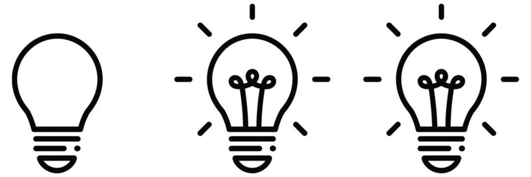 creative lightbulb line icon set, symbol for light idea development, transparent background, a top ranked vector collection perfect for innovation, brainstorming, creative concepts, and modern 