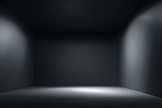 A darkened, empty room, dramatically lit. Ambient lighting creates soft highlights and shadows on the walls